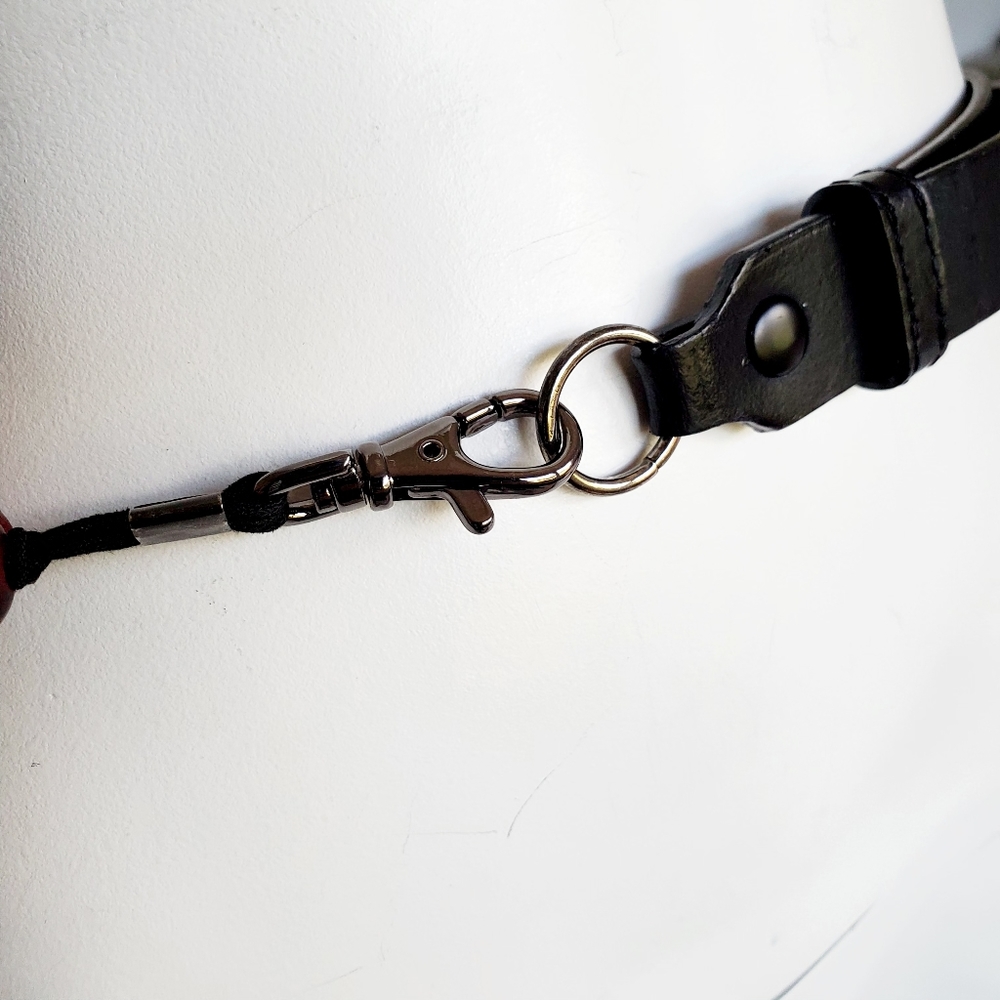 CHICOS black leather belt M/L - Picture 4 of 9